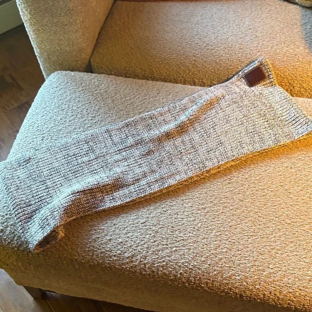 Chunky Knit Scarf with Leather Patch